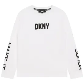 DKNY Junior Boys White Long Sleeve T-Shirt _D55007-10P