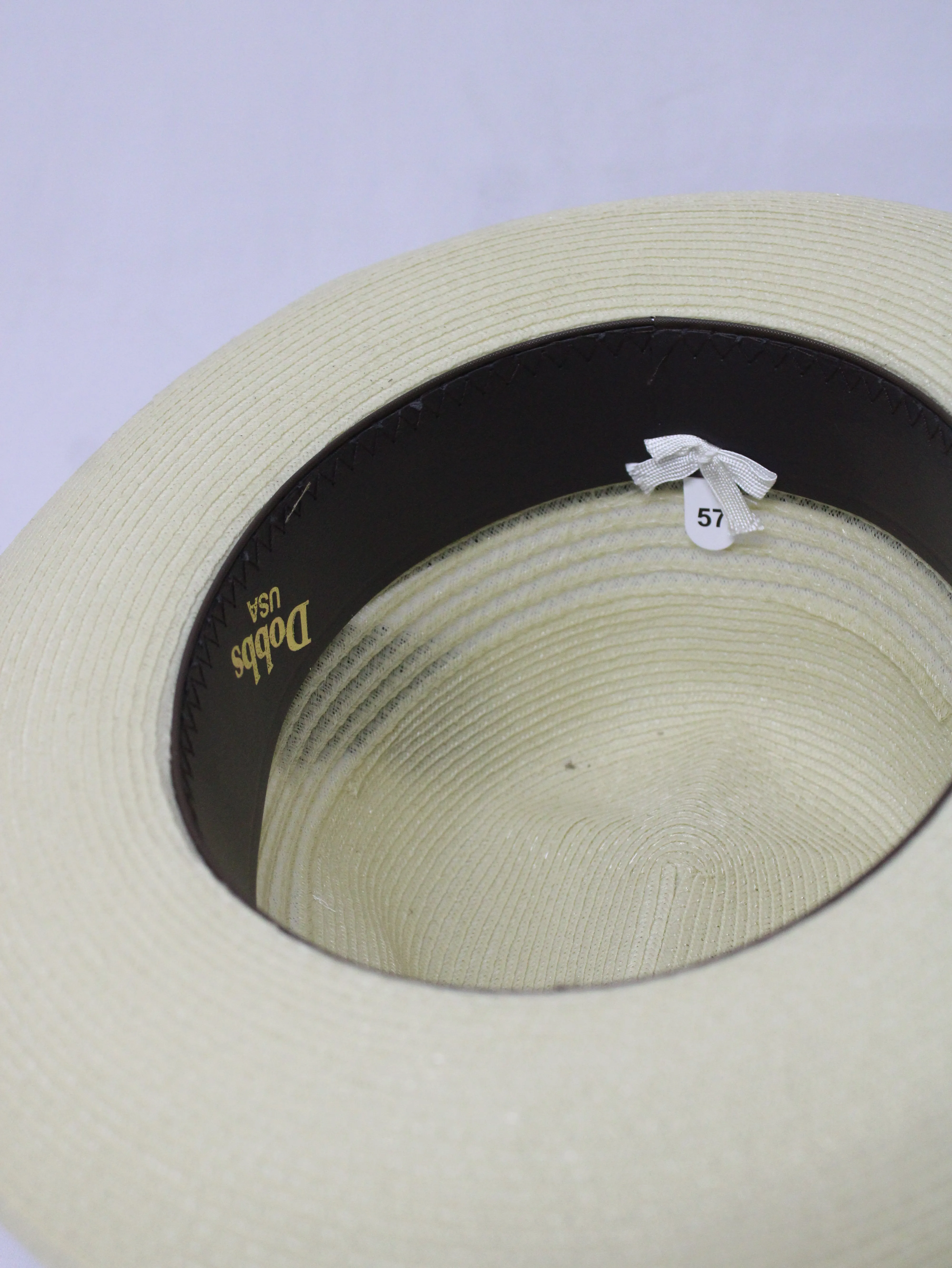 DOBBS Red Band White Straw Hat Fedora