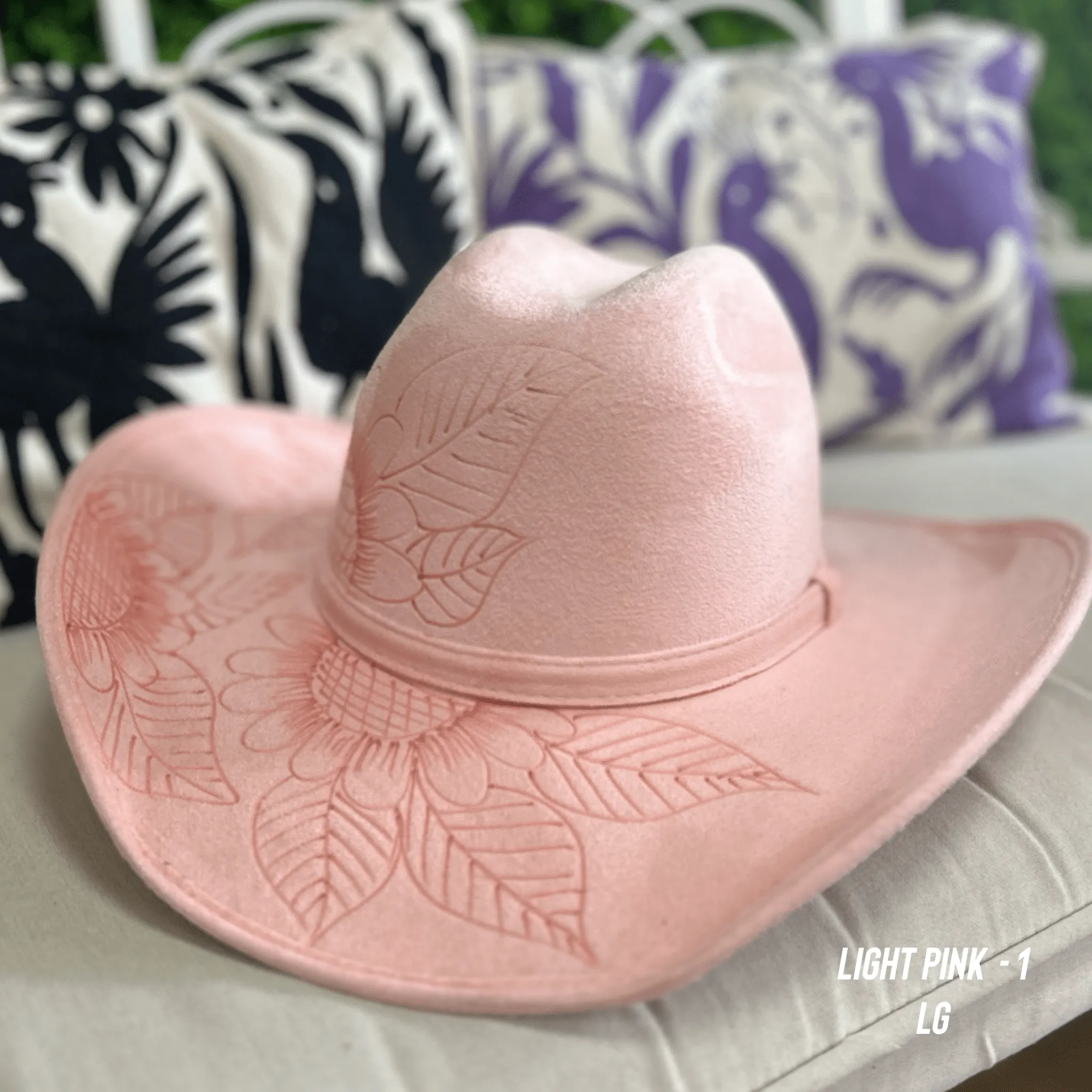 Engraved Floral Cowboy Hat