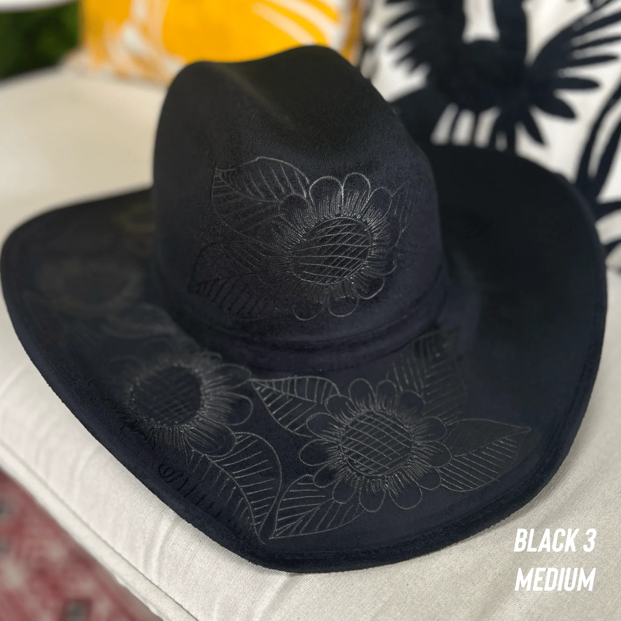 Engraved Floral Cowboy Hat