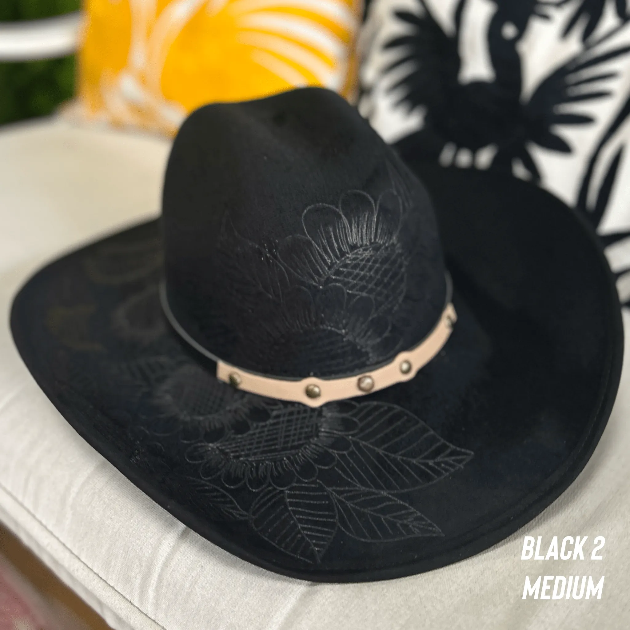 Engraved Floral Cowboy Hat