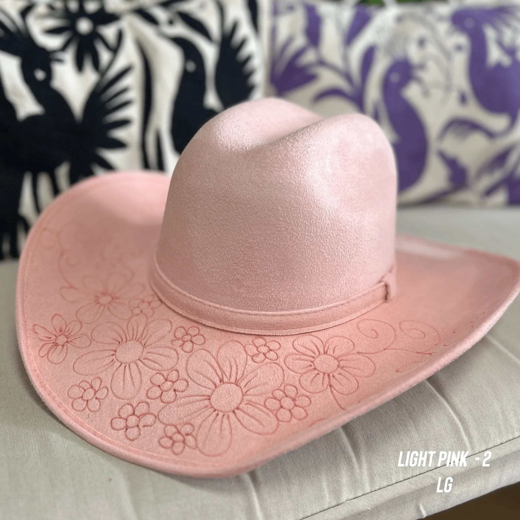 Engraved Floral Cowboy Hat