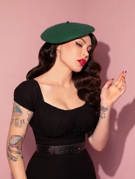 FINAL SALE - Vintage-Style Beret in Forest Green