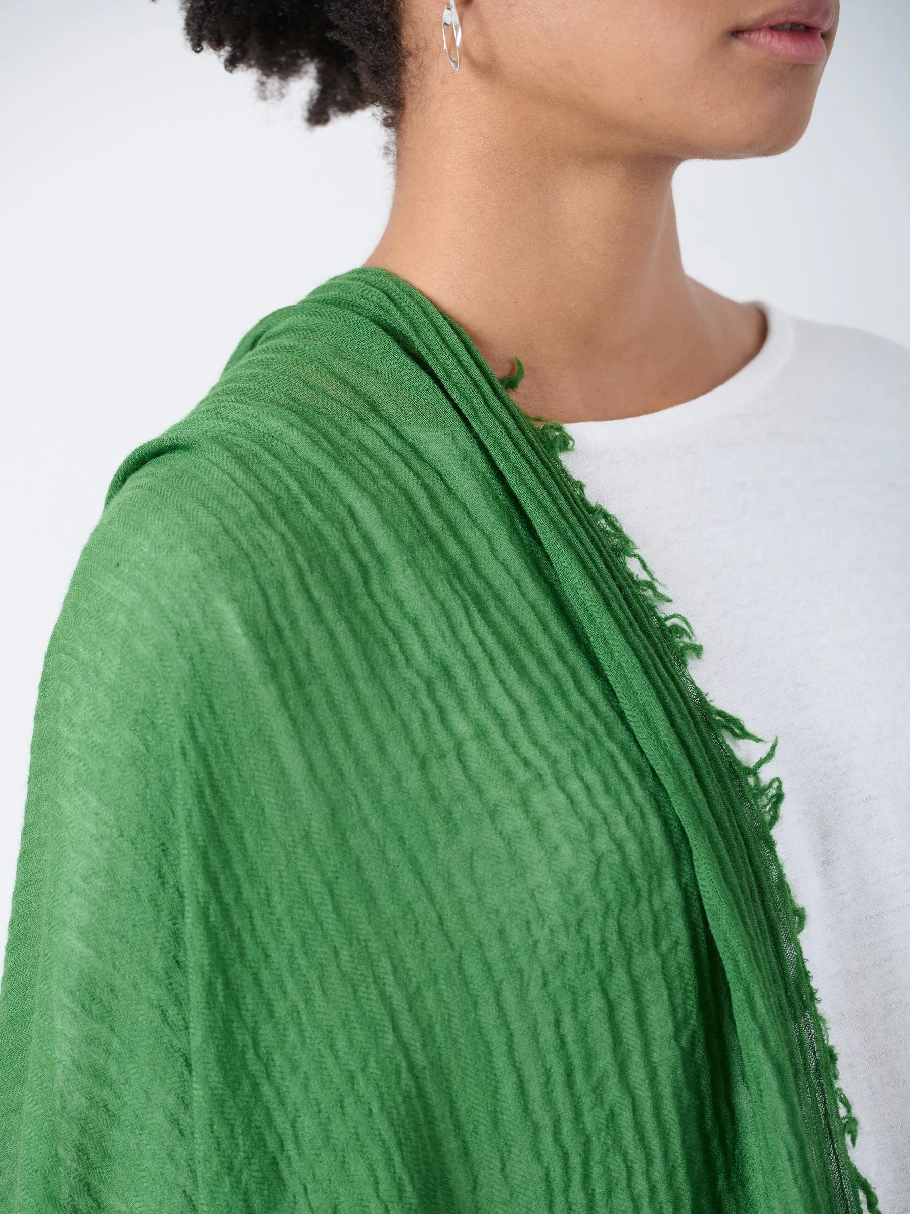 Premium Fine Wool Scarf with Crinkle Texture Wrap Design