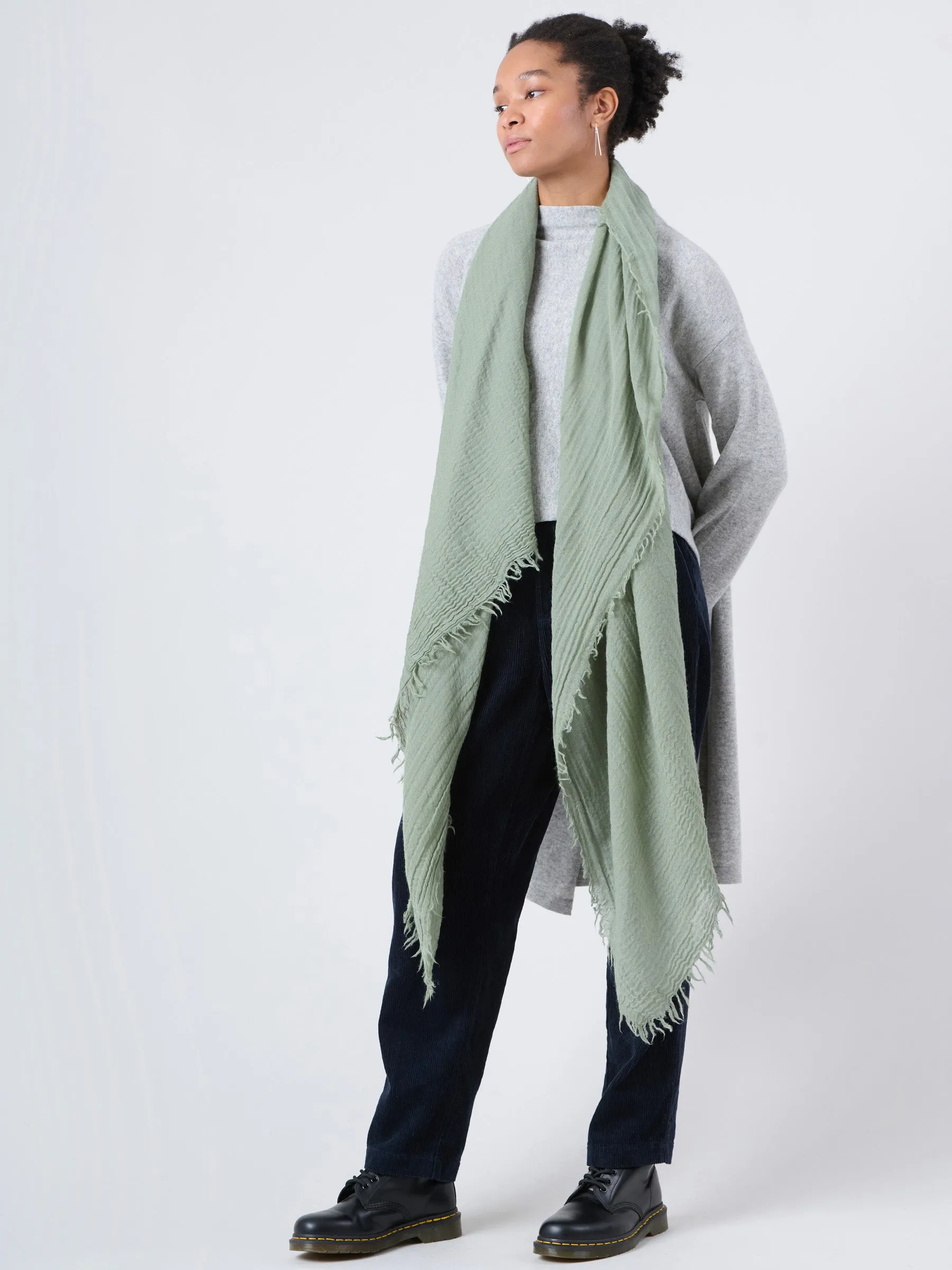 Fine Wool Crinkle Textured Wrap Scarf