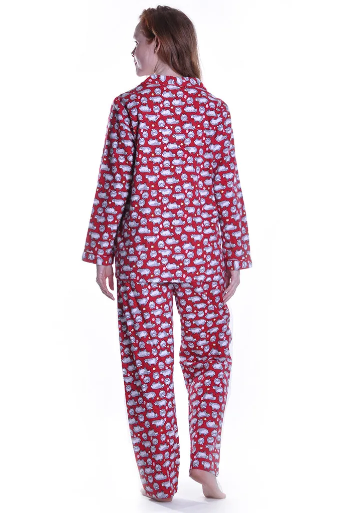 Flannel Sheep Print Plus Size Pajama Set