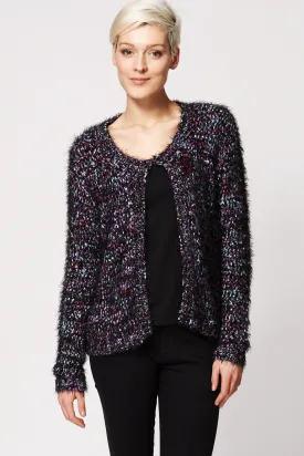 Fluffy Multi Coloured Knitted Cardigan