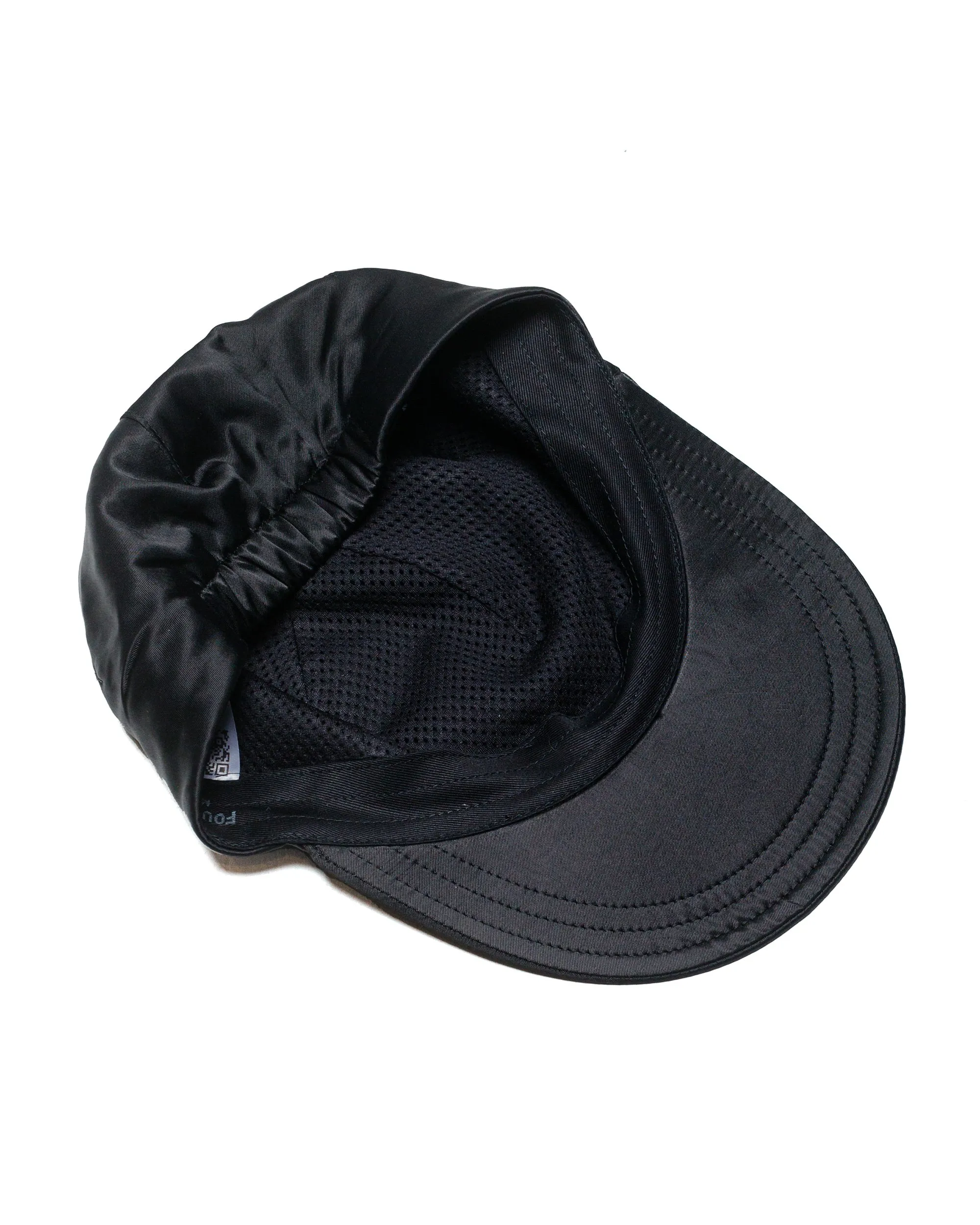 Found Feather 2 Panel Trucker Cap Rayon Cotton Dyed Satin Black