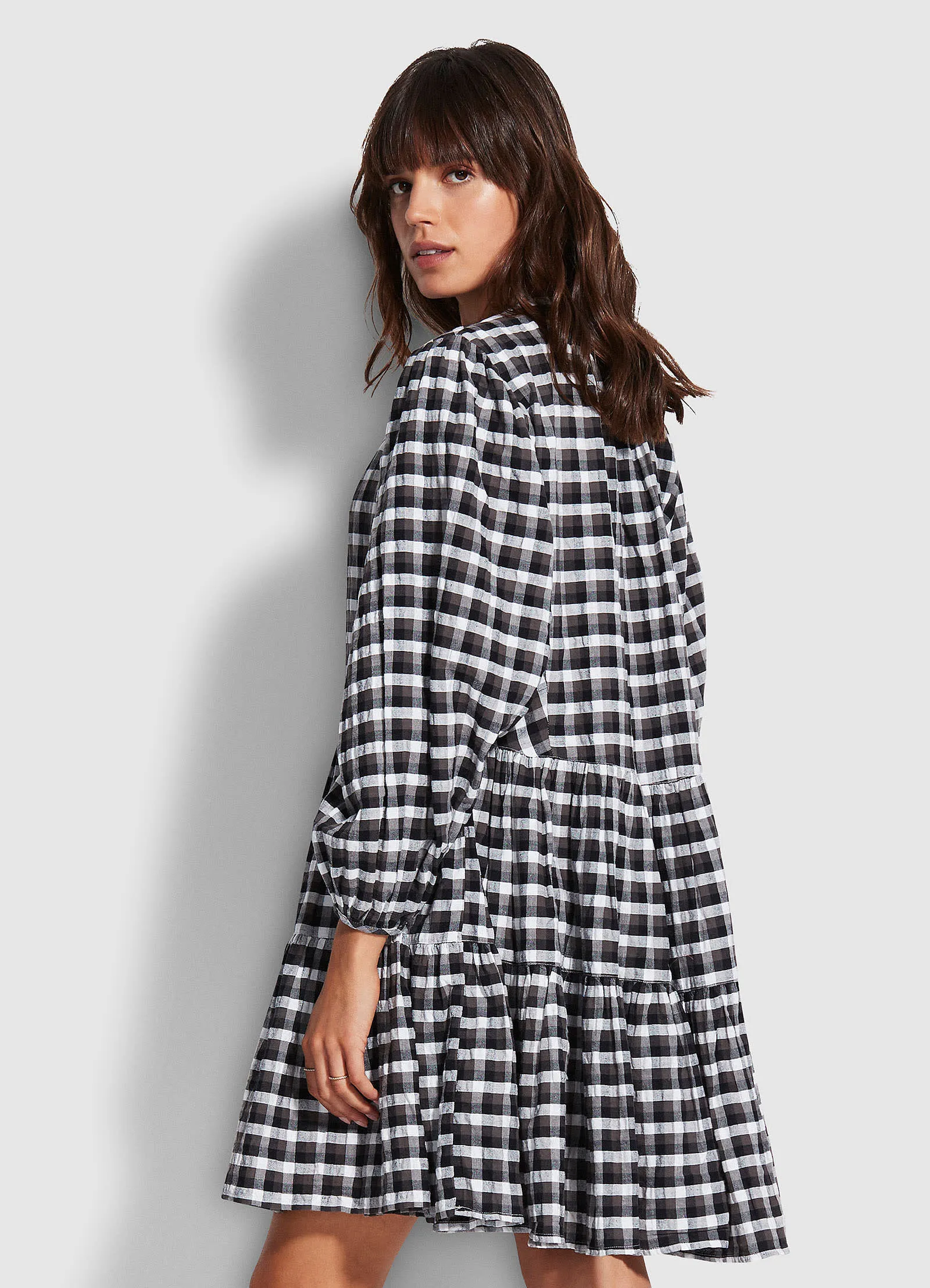 Gingham Tier Dress - Black