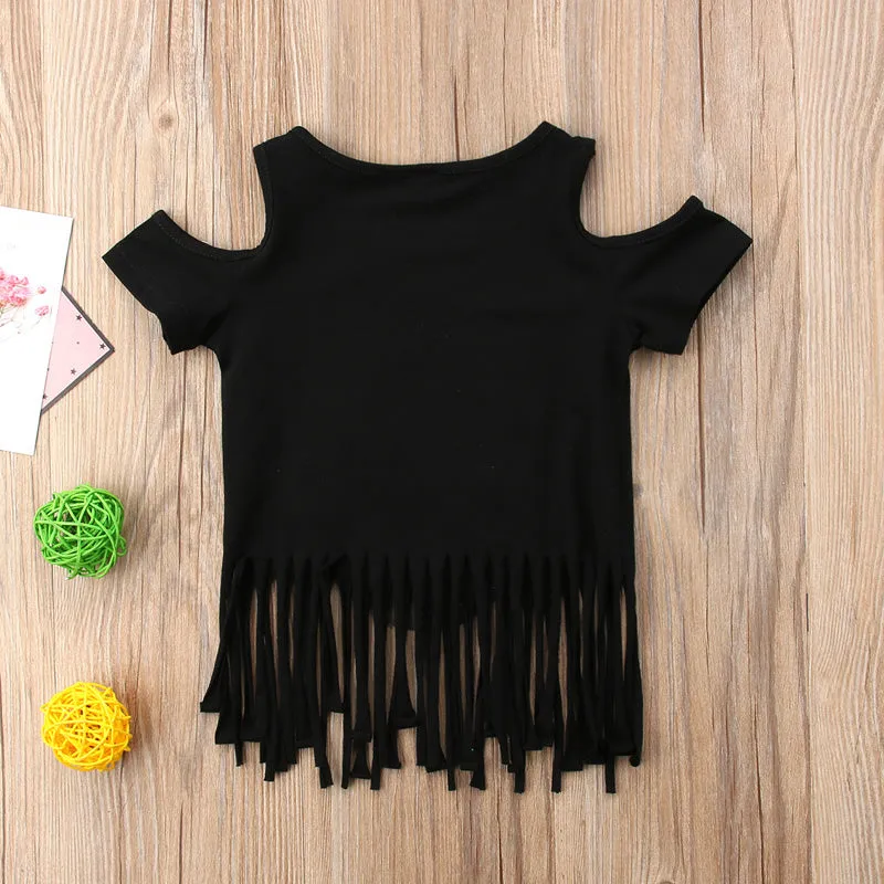 Girls Sequins Owl Tassel T-Shirt - ONLY 3 LEFT !!!