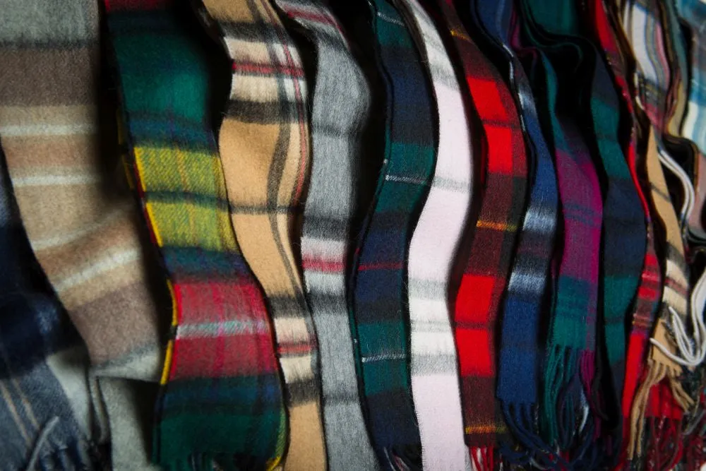 Glenmore 100% Lambswool Tartan Scarf - Exploded Thomson Camel