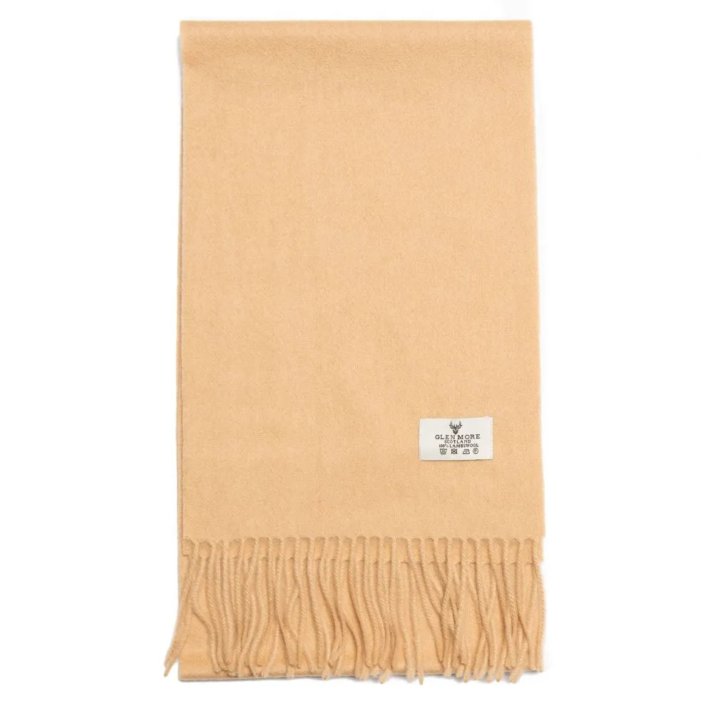 Glenmore 100% Lambswool Tartan Scarf - Warm Camel