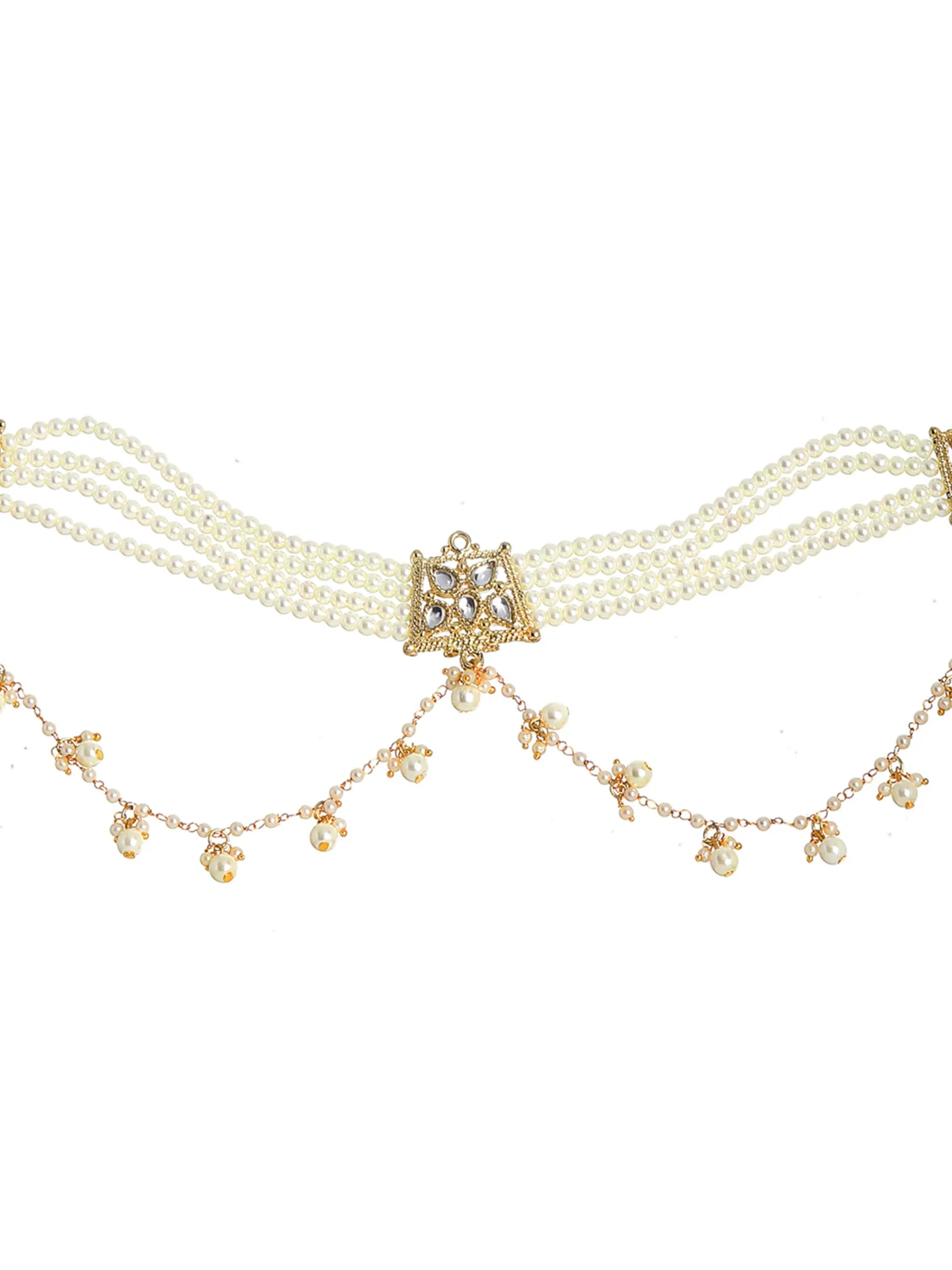 Gold Plated Pearl Beaded Kundan Kamarbandh for Women