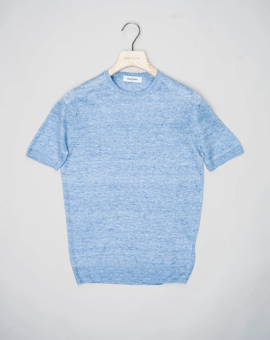 Gran Sasso Knitted Linen T-Shirt / Light Blue