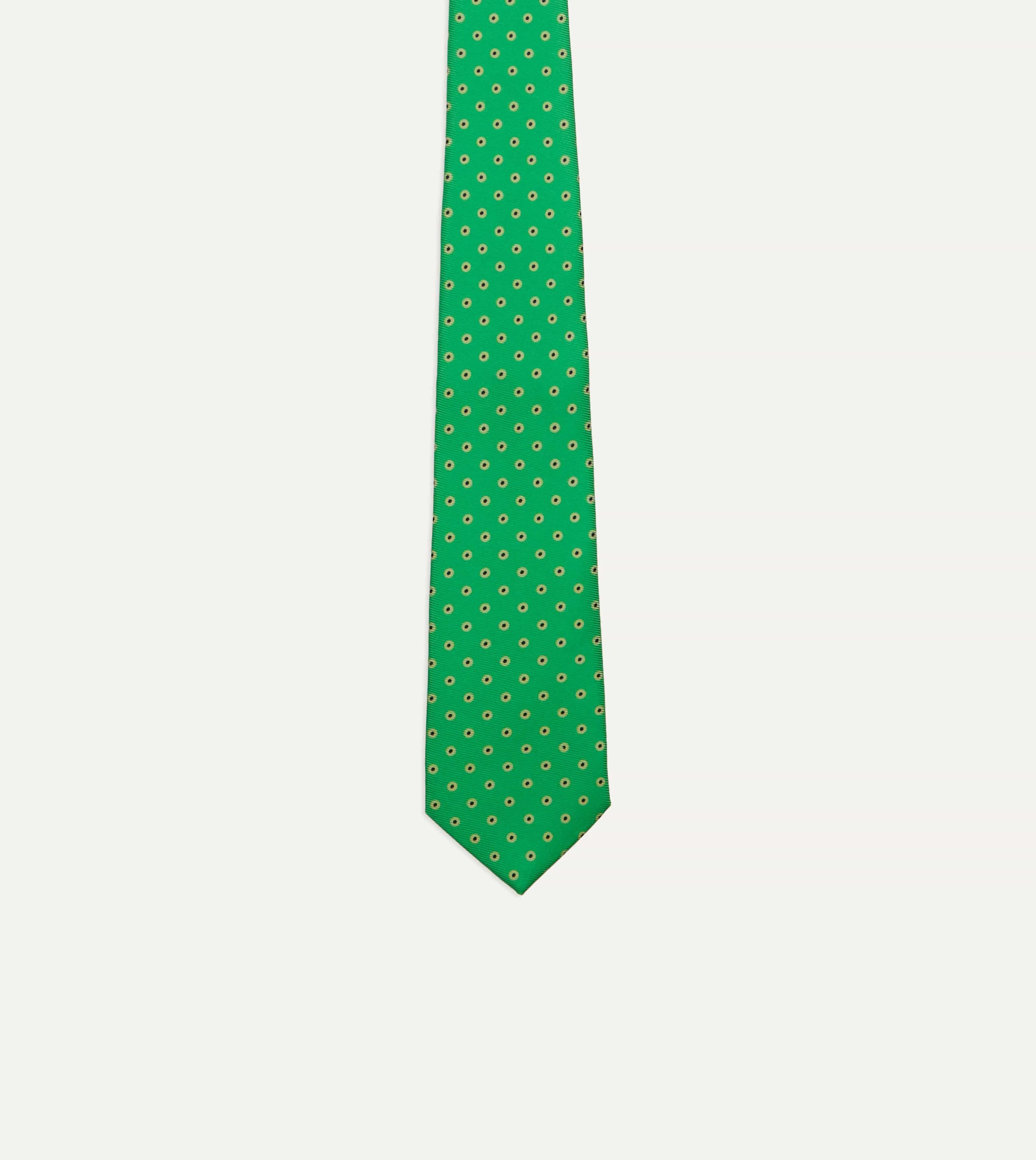 Green Circular Dot Silk Self Tipped Tie