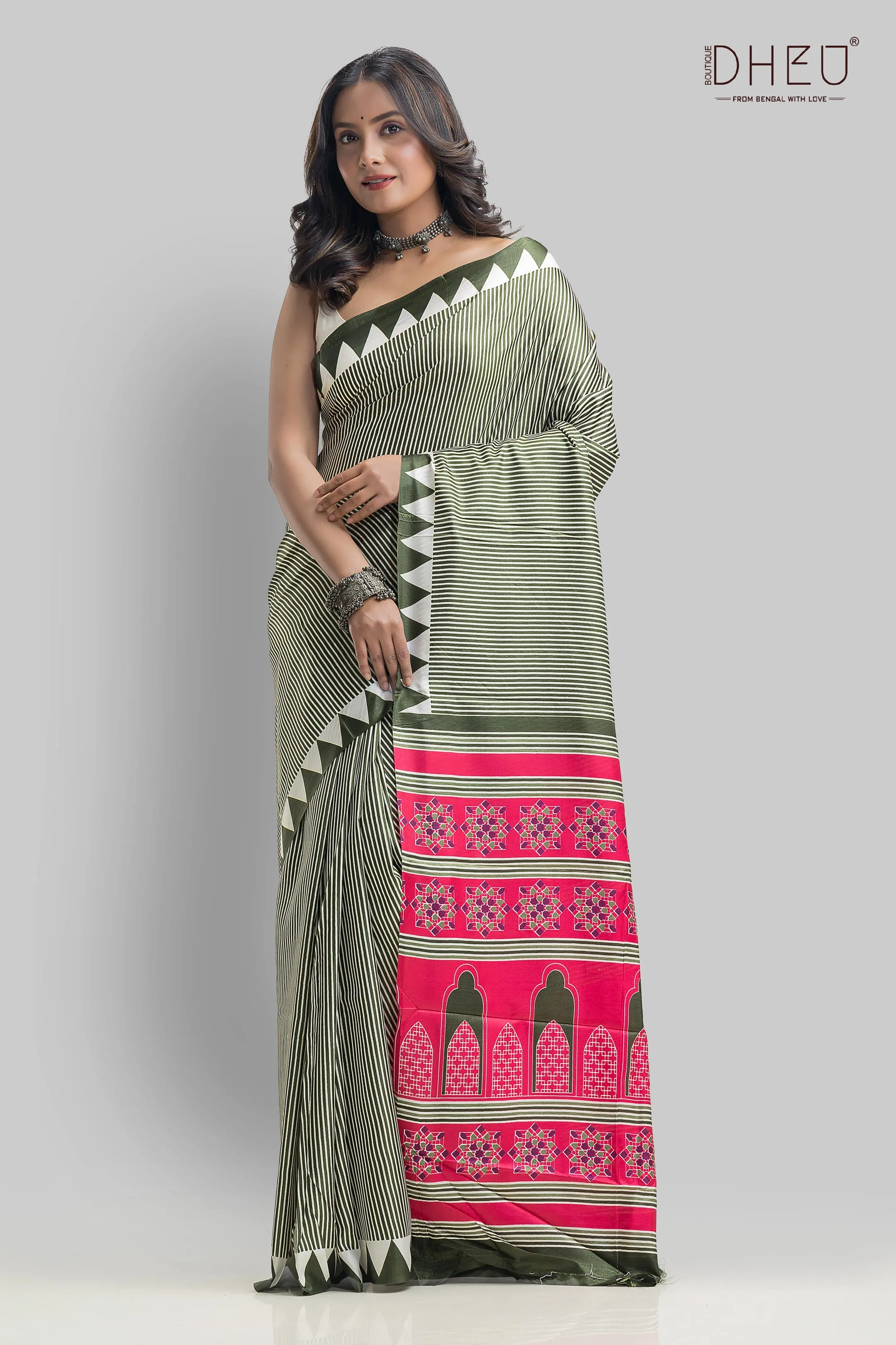 Handloom Printed Silk Saree