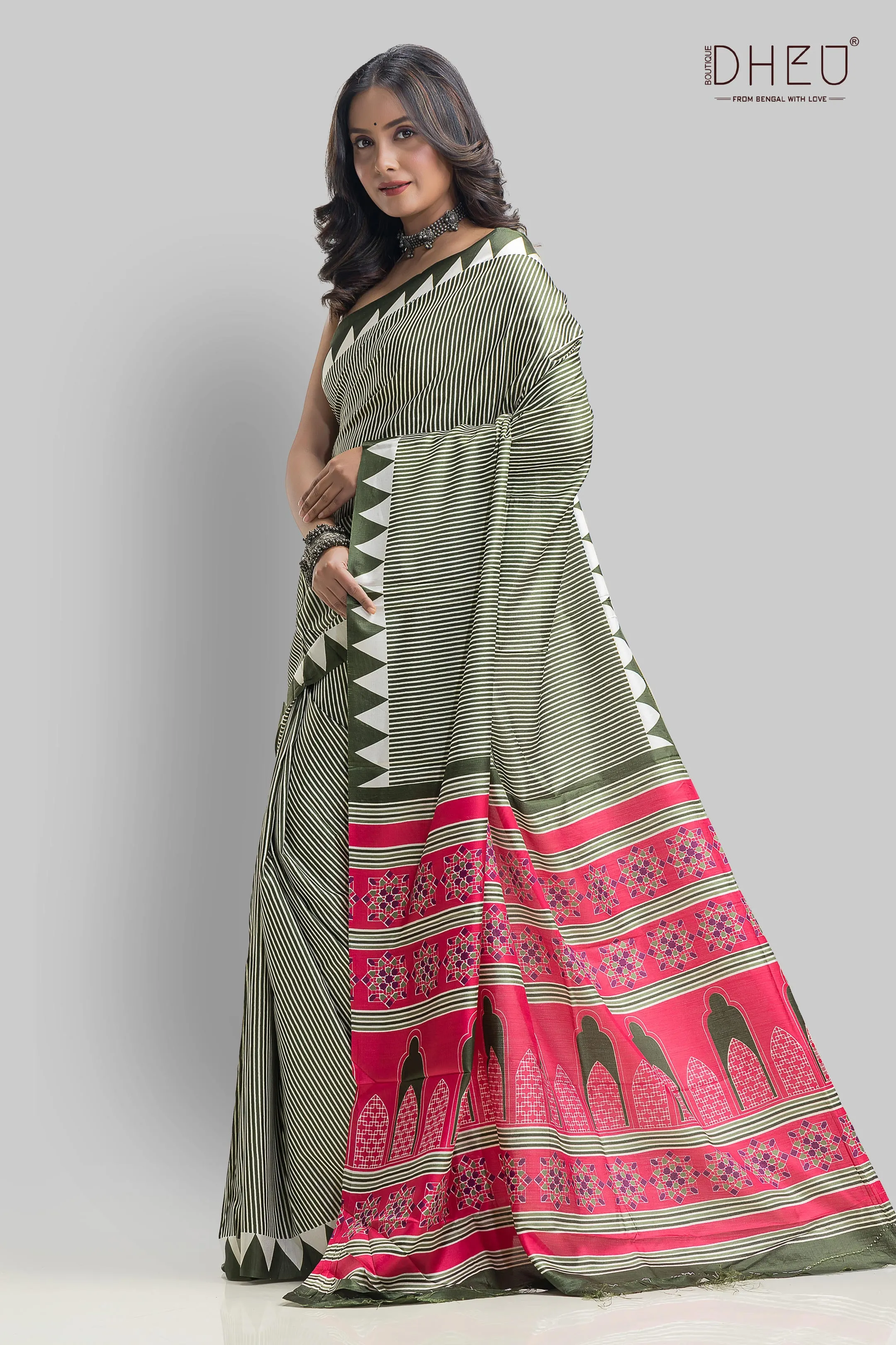 Handloom Printed Silk Saree