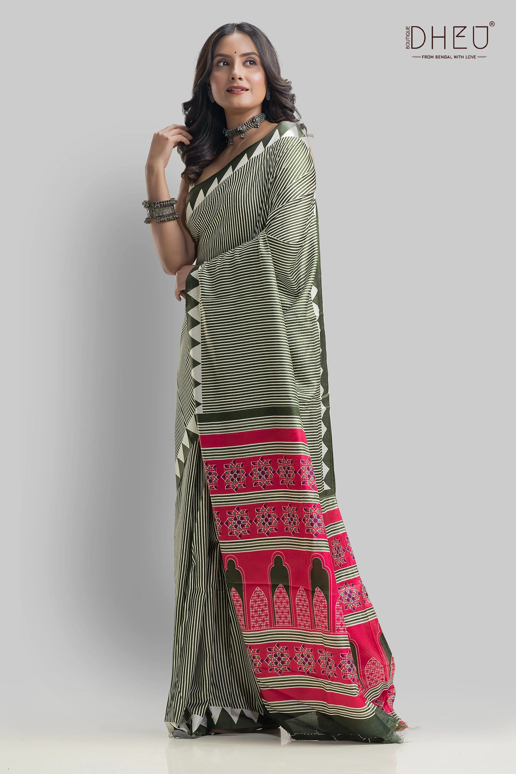 Handloom Printed Silk Saree