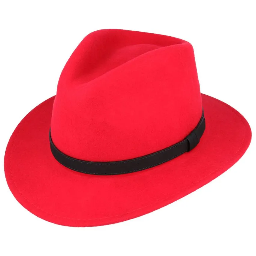 Handmade 100% Wool Red Fedora