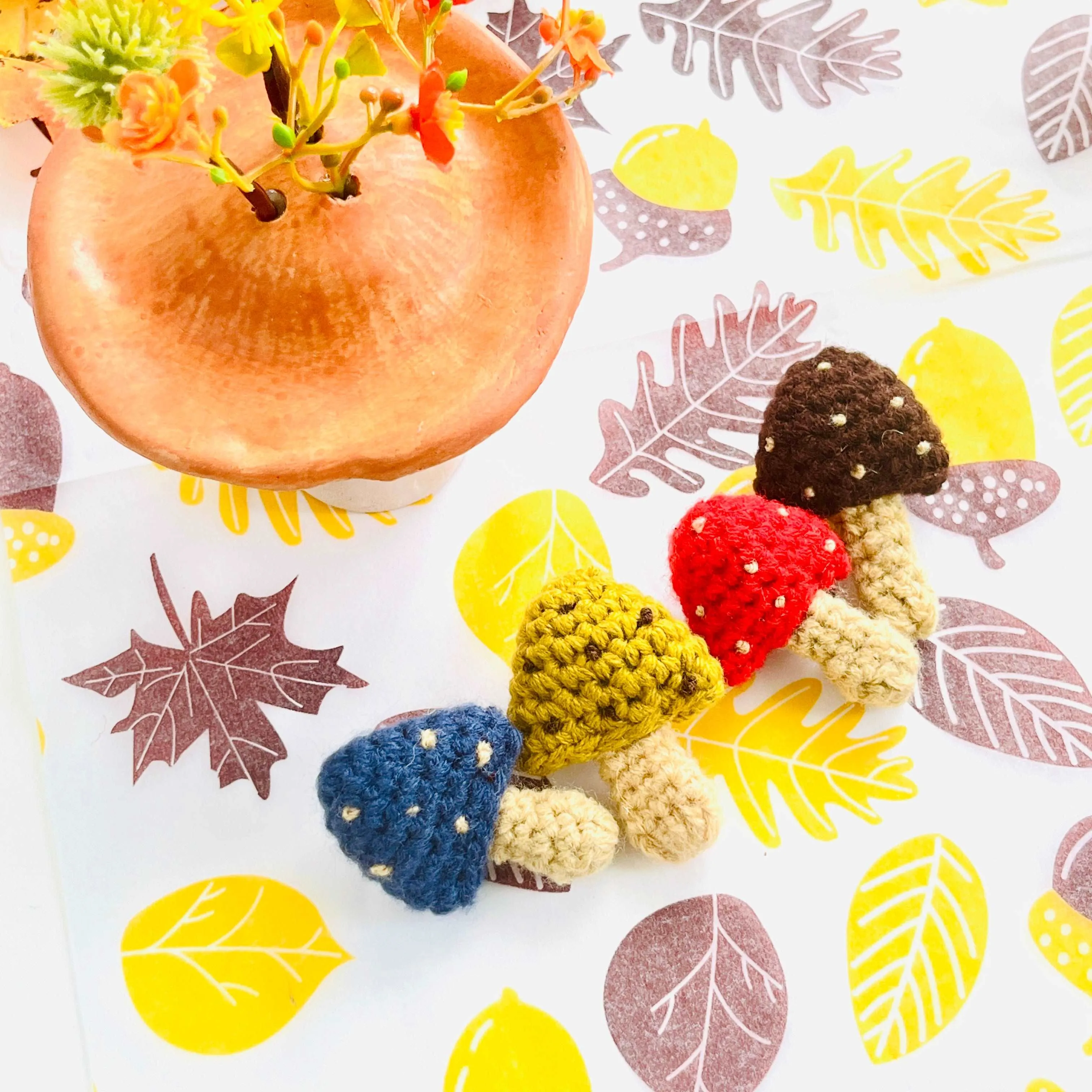 Handmade Crochet Mushroom Brooch