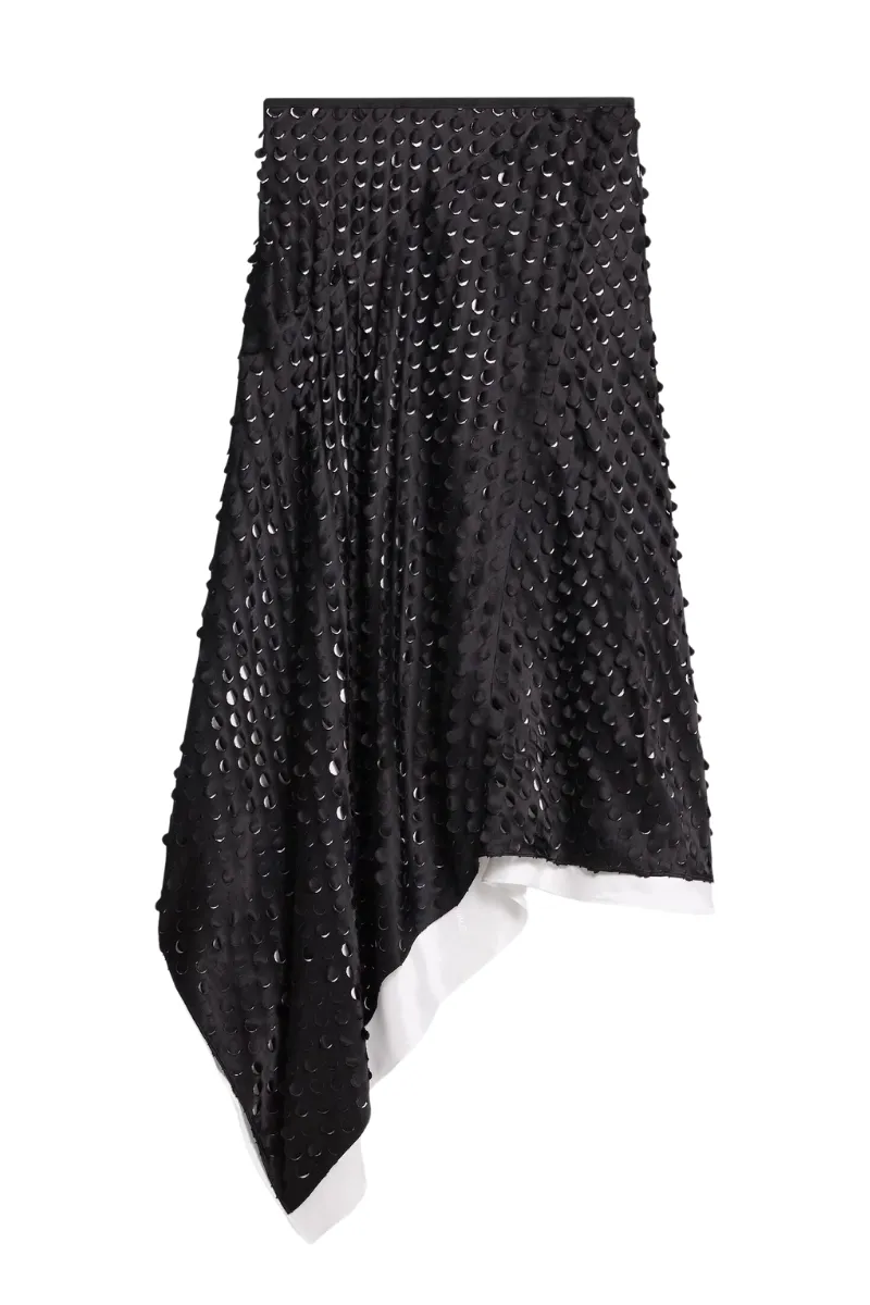 Hole-Punched Scarf Hem Skirt