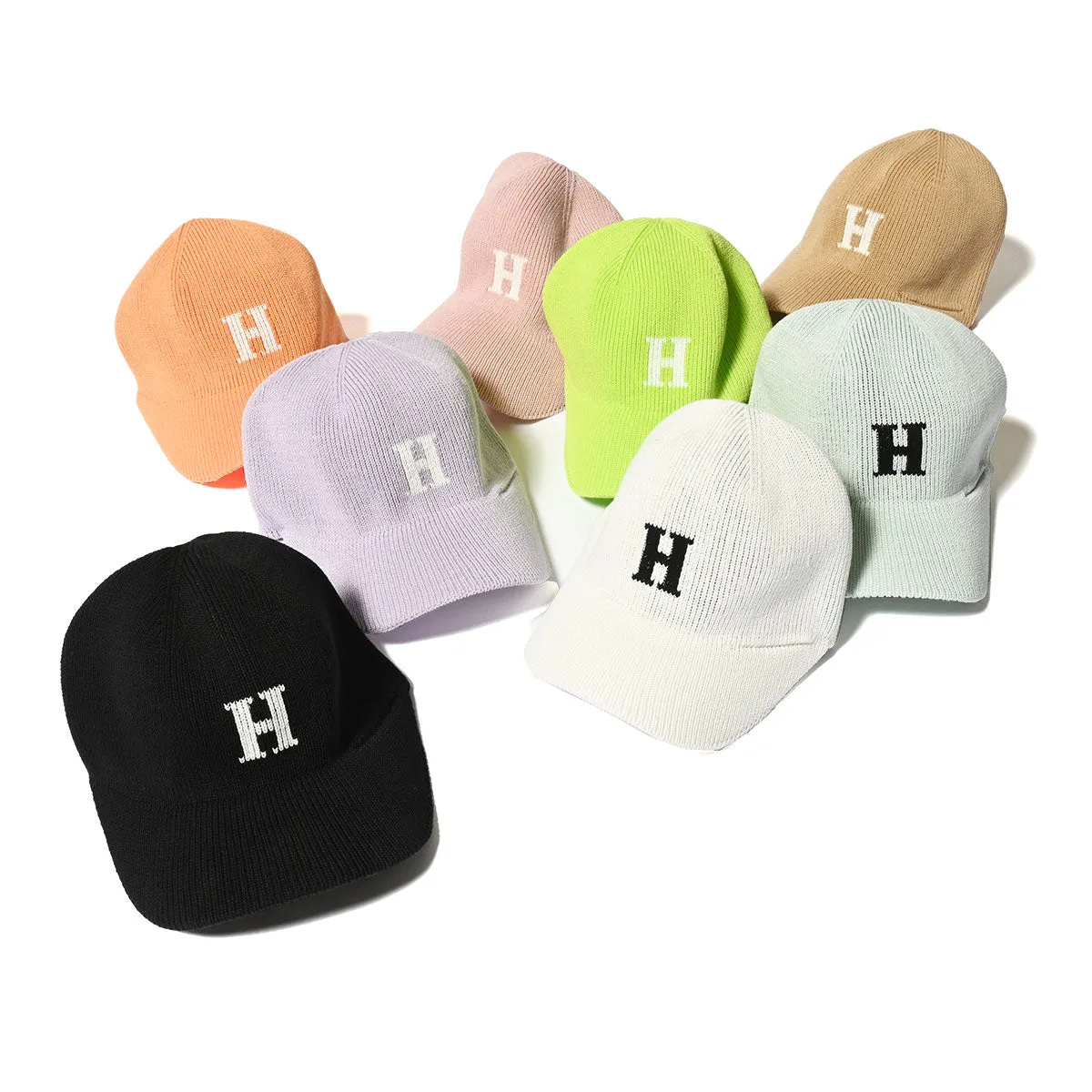 HOMEGAME - H LOGO COTTON KNIT BASEBALL CAP WHITE【HG241414】