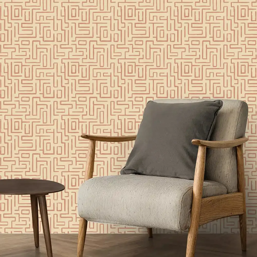 Intersect Design Wallpaper Roll in Tan Color