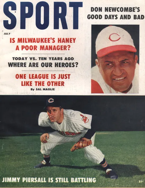 July 1959 Sport Cover (Don Newcombe, Cincinnati Reds, Jimmy Piersall, Cleveland Indians/Guardians)