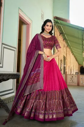 Kashmiri Printed Silk Lehenga Choli