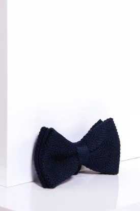 KB - Knitted Double Layer Bow Tie In Navy