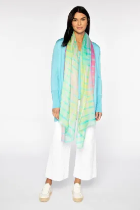 Kinross Cashmere Blurred Lines Print Scarf