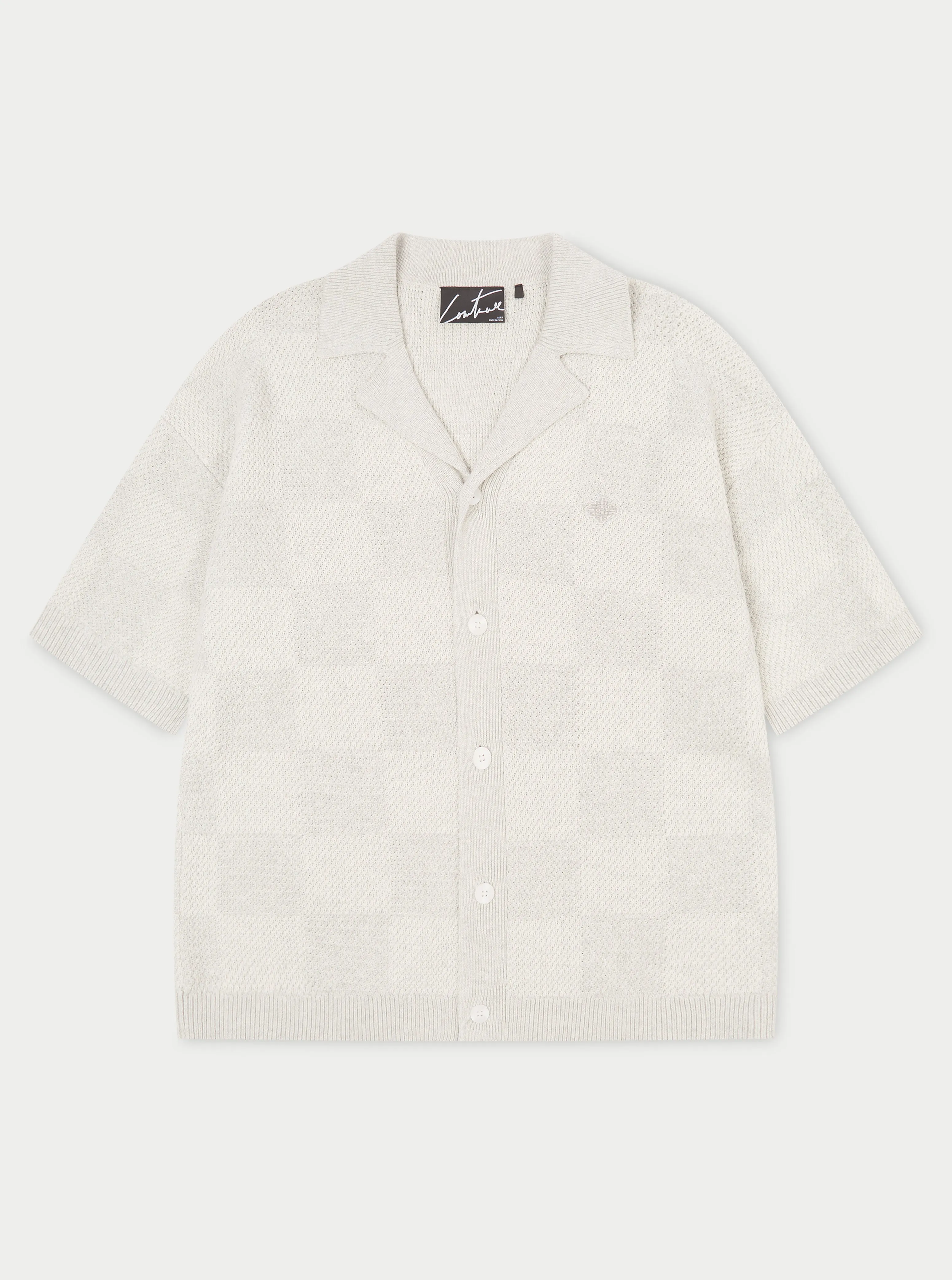 KNITTED CHECKERBOARD SHIRT - GREY