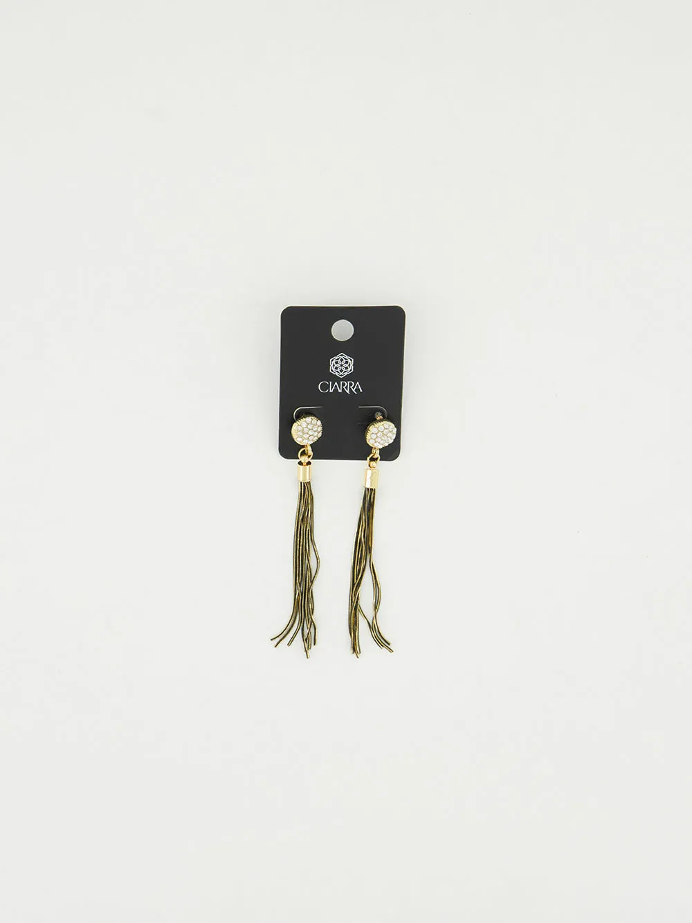 LADIES CIARRA BLACK &amp; GOLD TASSEL SNAKE CHAIN EARRING