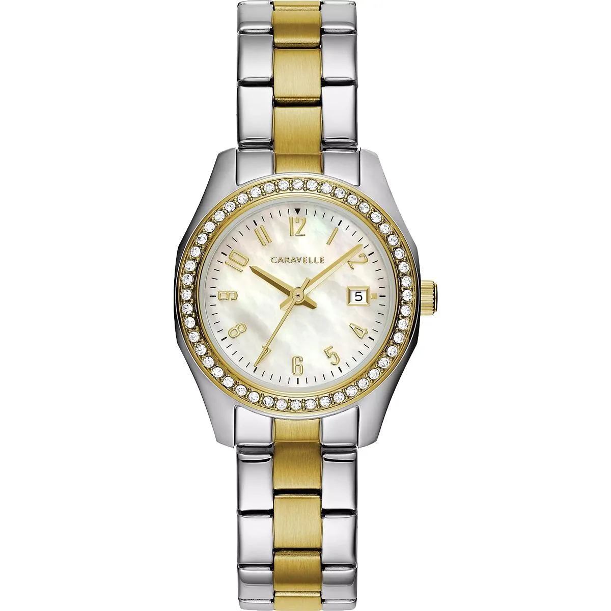 LADIES YELLOW AND SILVER TONE CARAVELLE SPORT WATCH