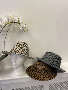 Leopard Print Structured Fedora