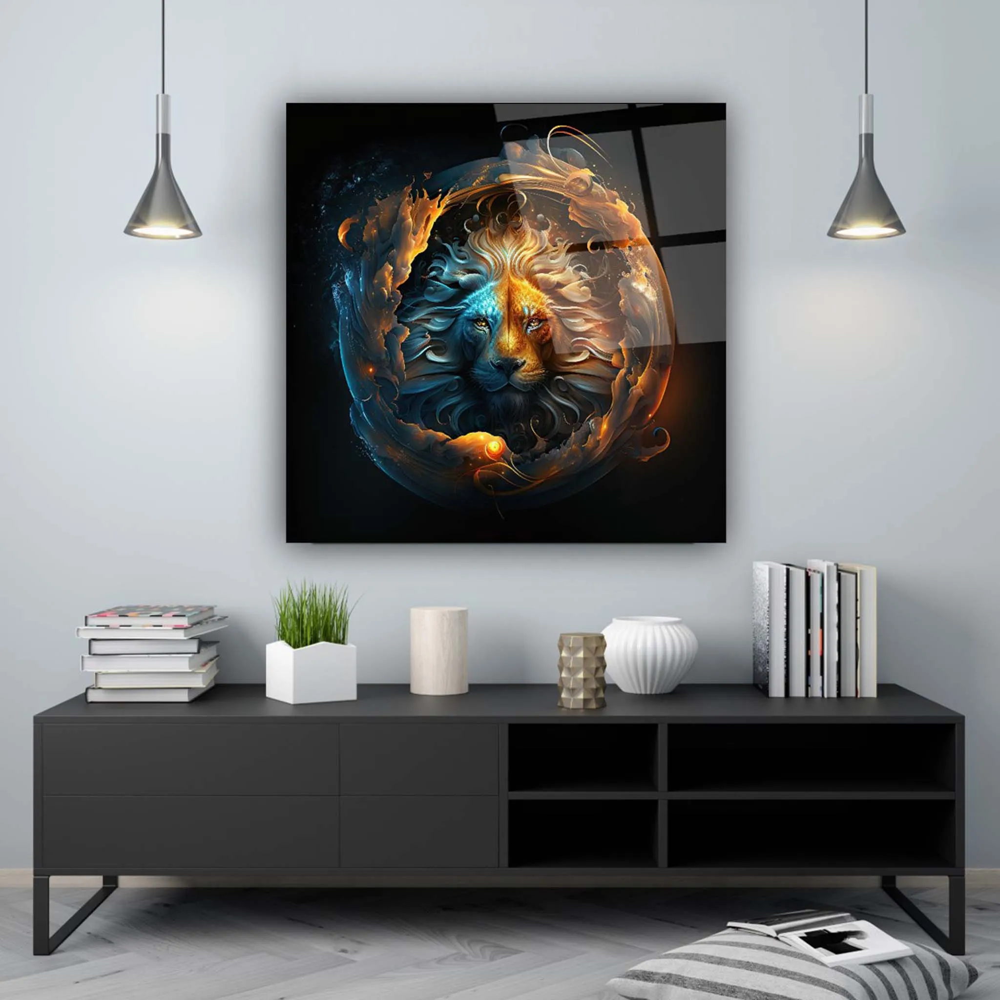 Lion Glass Wall Art 2