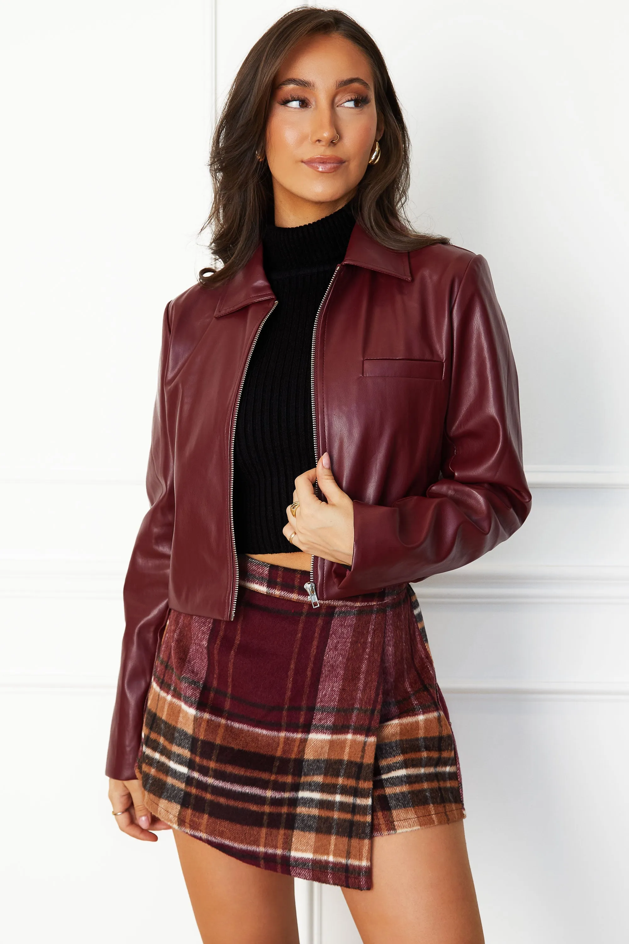 Mandy Burgundy Plaid Skort