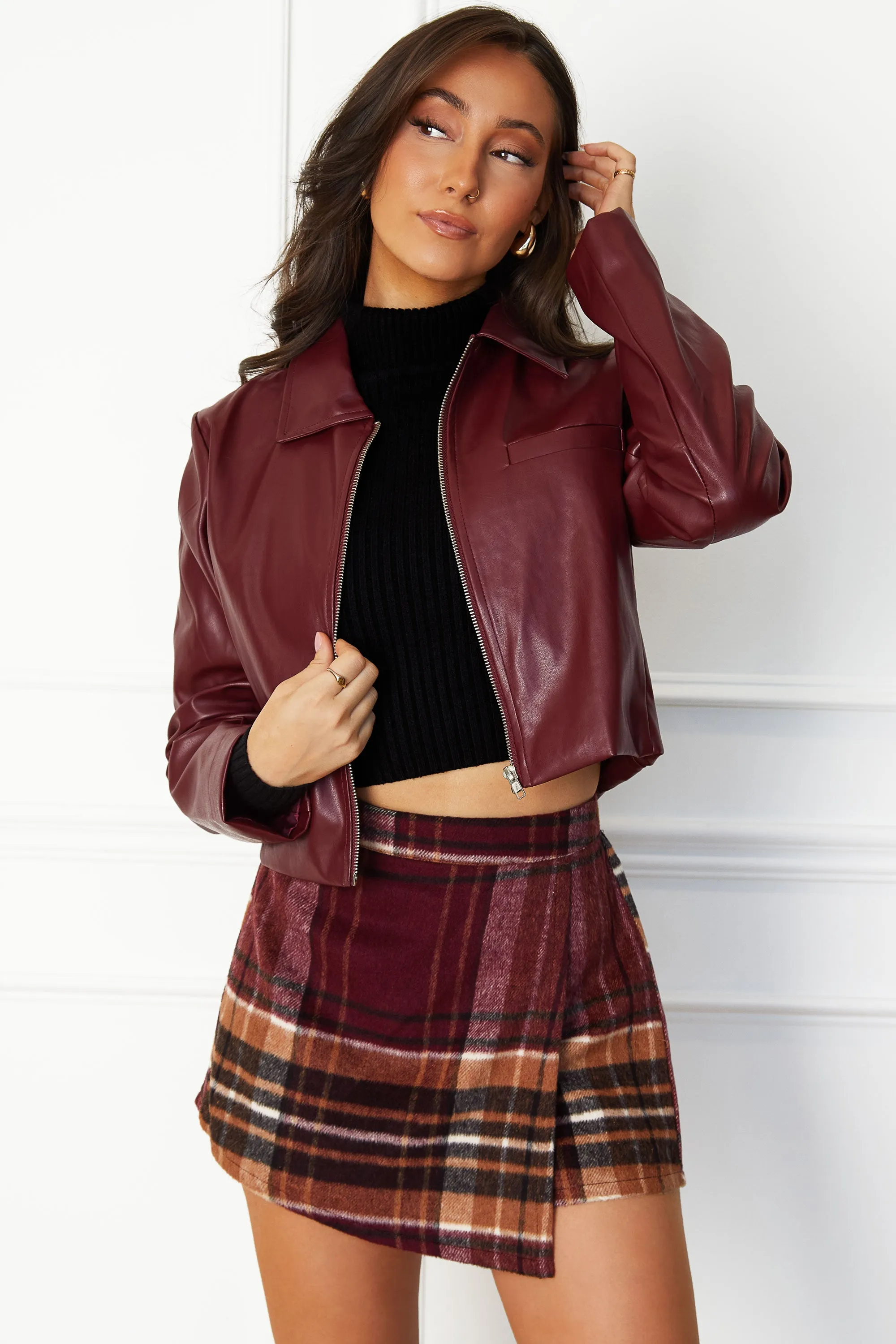 Mandy Burgundy Plaid Skort