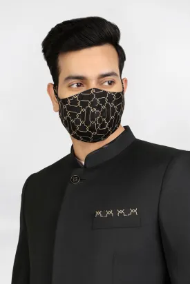 Mask & Pocket Square Set - Gothic Grid