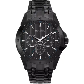 MEN'S BLACK MULTIFUNCTION BULOVA WATCH WITH 3 SUB-DIALS