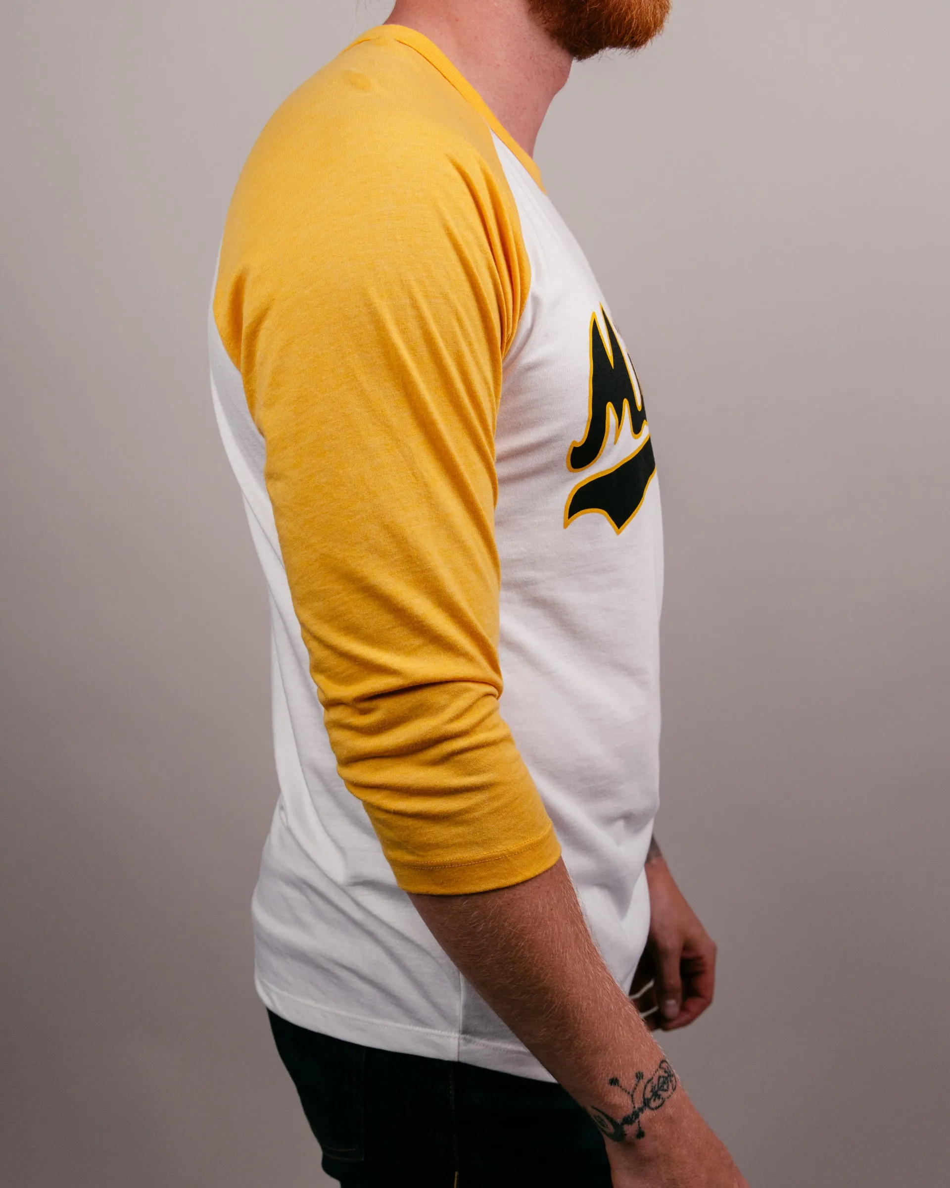 Mizzou Baseball Script White & Gold Raglan