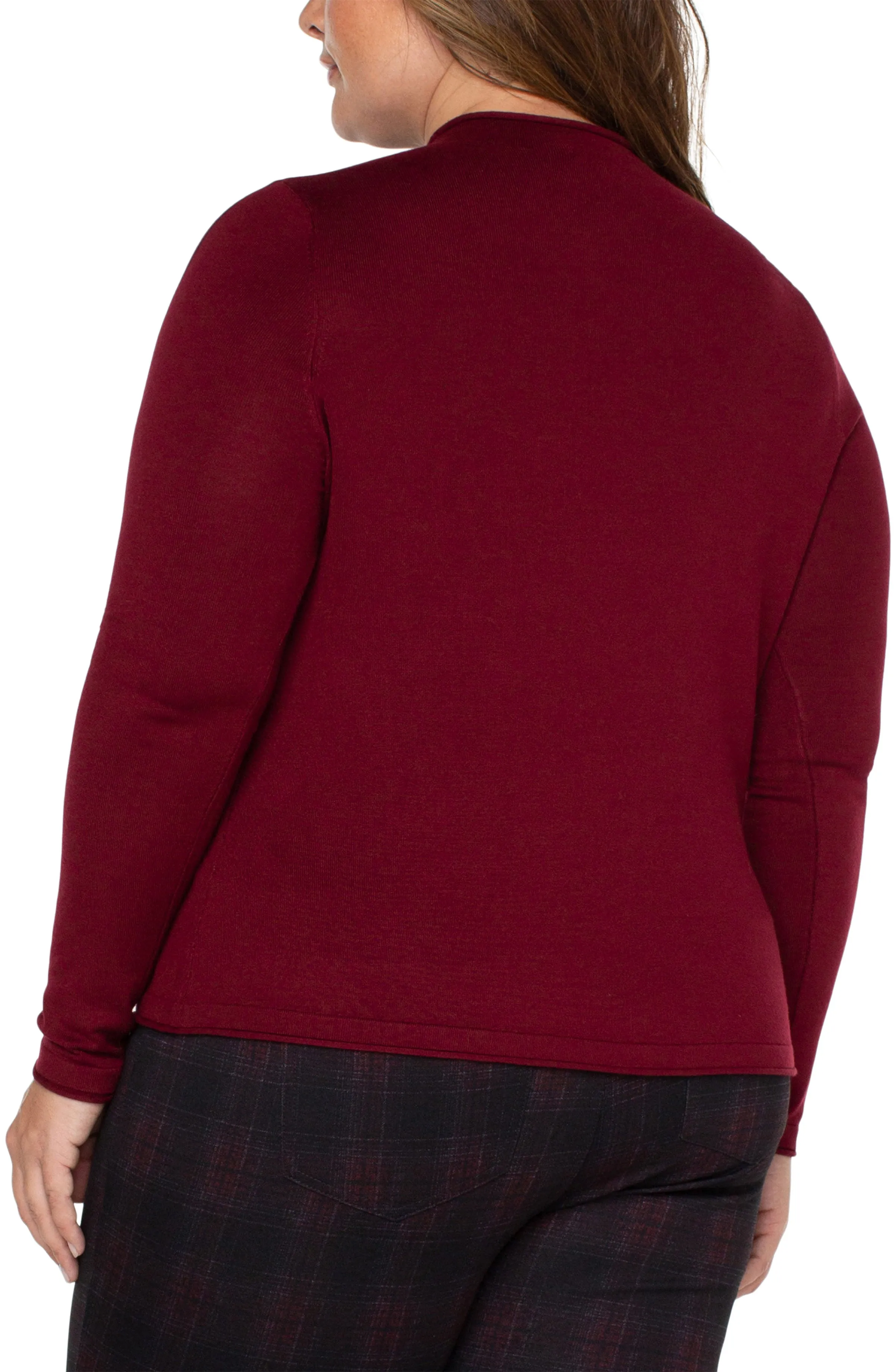 MOCK NECK ROLLED HEM LONG SLEEVE SWEATER