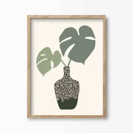 Monstera Leaves In A Vase Print