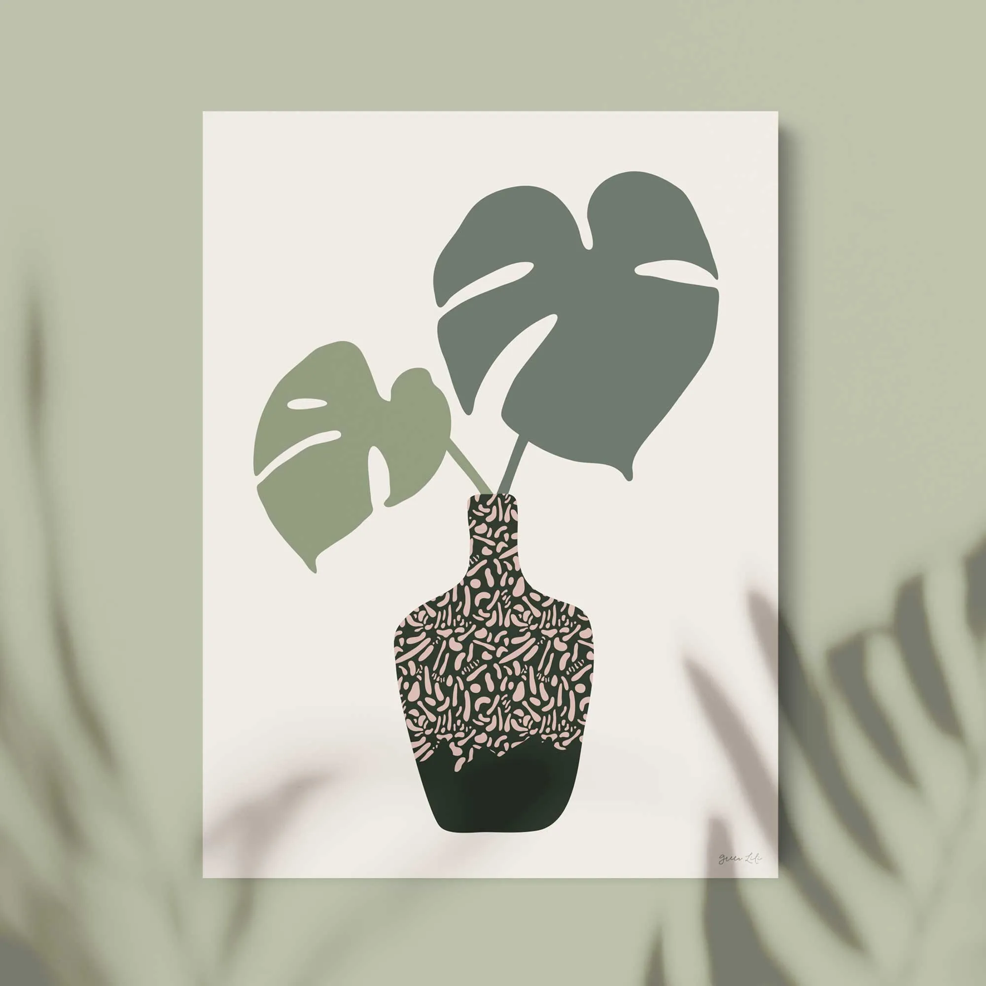 Monstera Leaves In A Vase Print