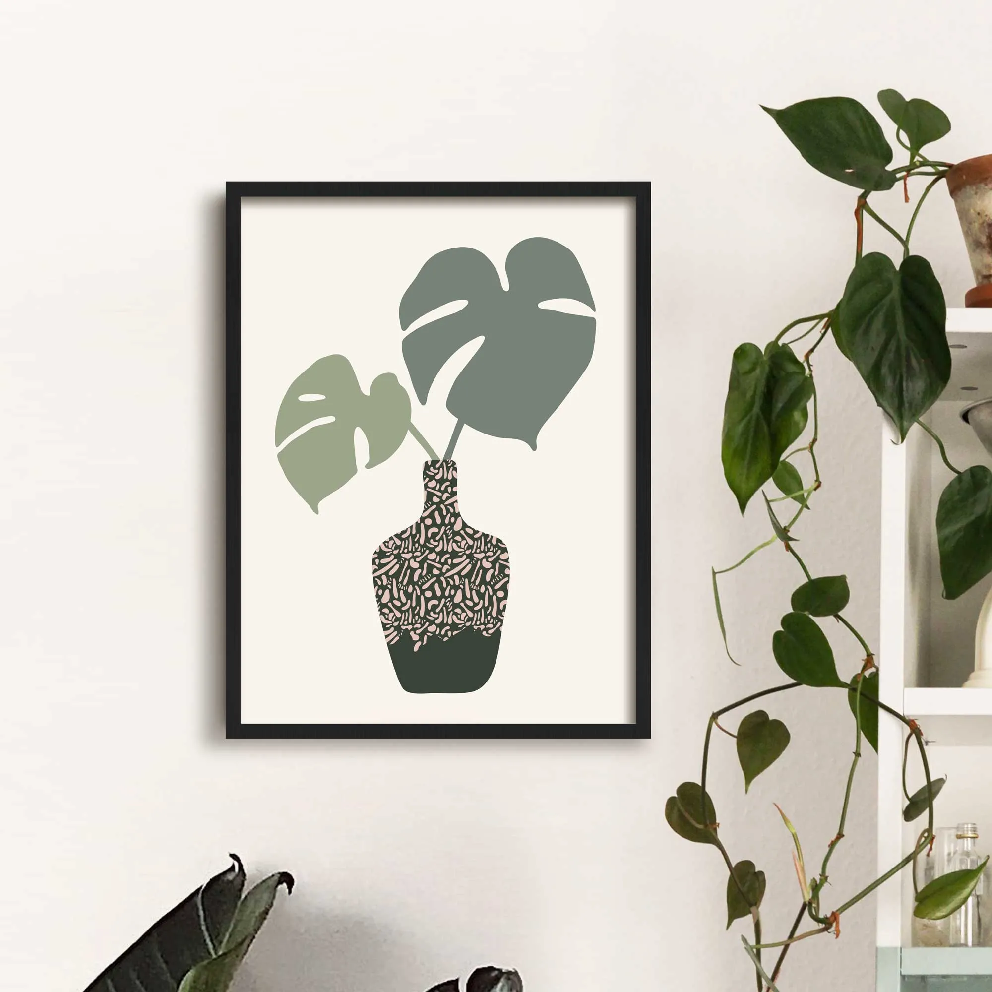 Monstera Leaves In A Vase Print