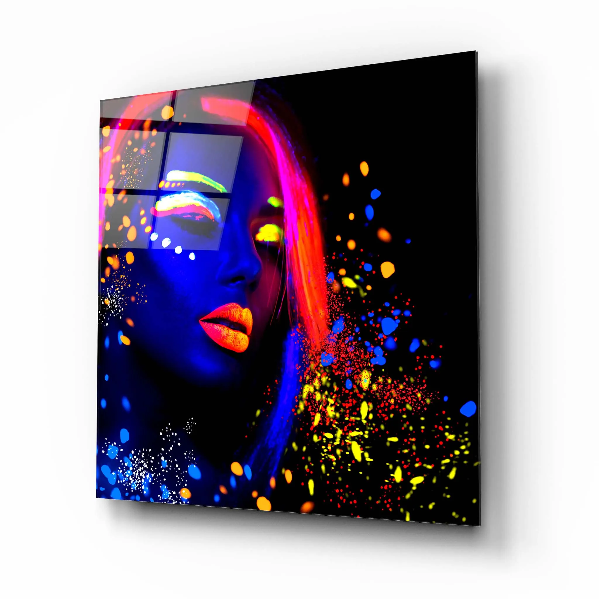 Neon Woman Glass Wall Art