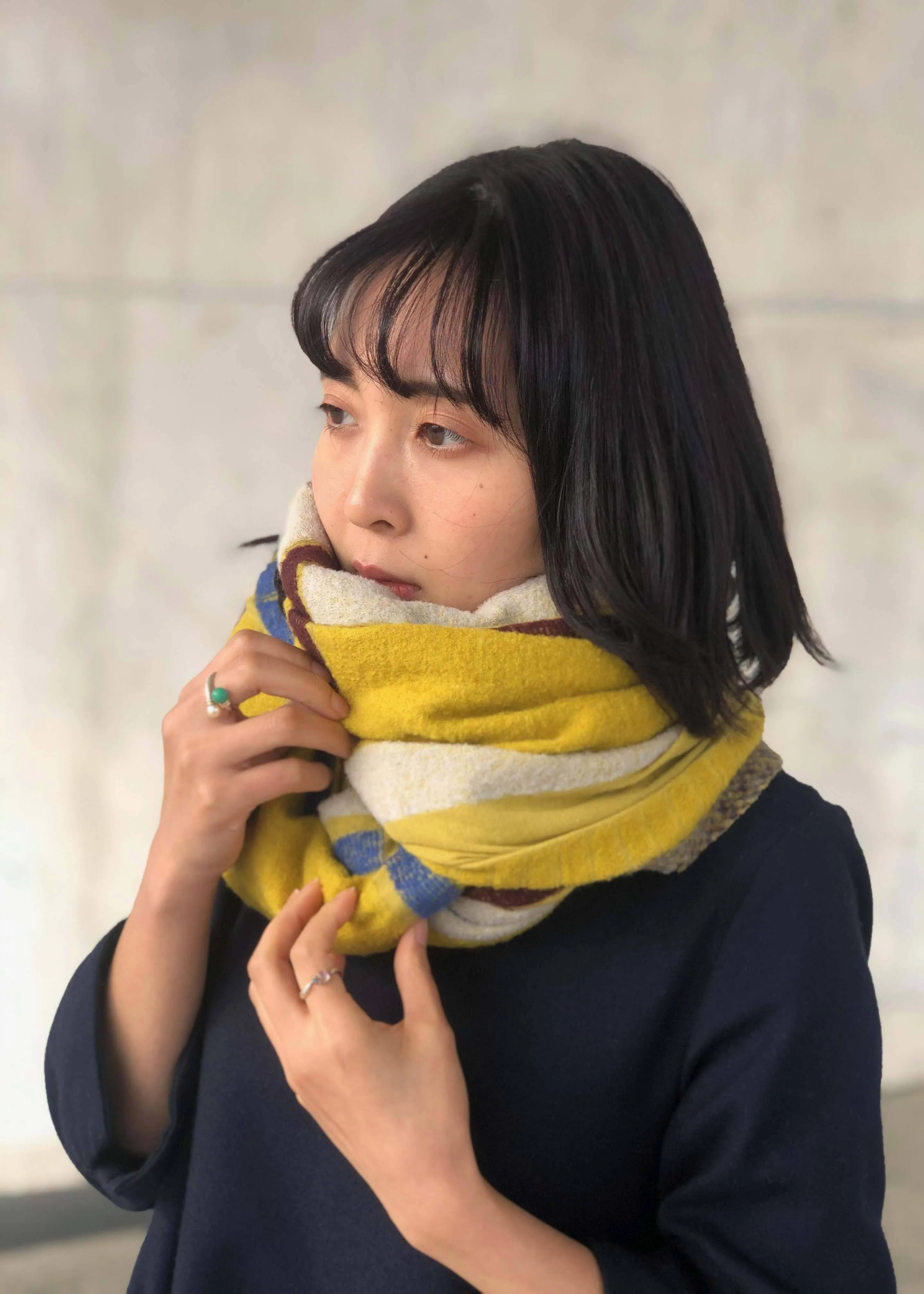 NITORITO | Scarf | Tanbo - Navy / Yellow