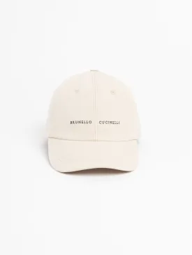 Oat Baseball Cap in Twisted Cotton Gabardine with Embroidery