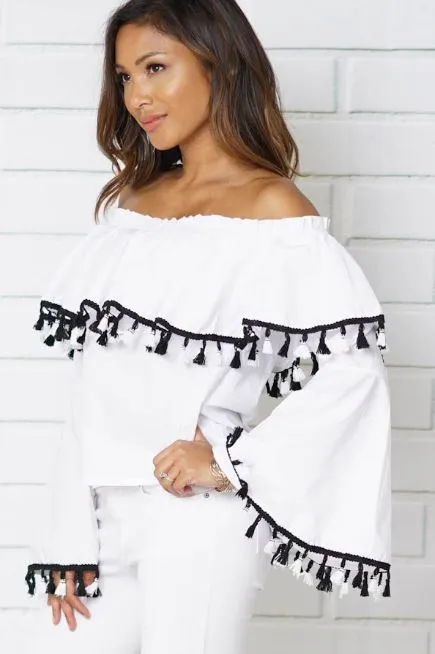 Off The Shoulder Tassel Blouse