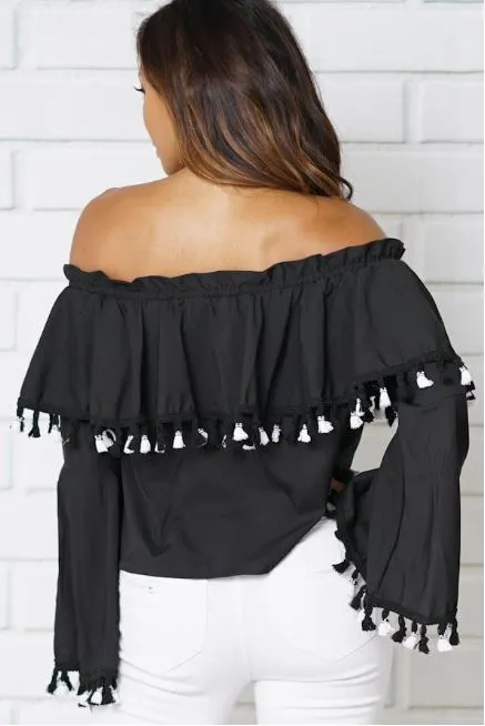 Off The Shoulder Tassel Blouse